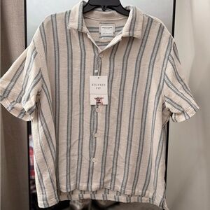 Denim & Flower Casual Striped Shirt - Beige and Blue